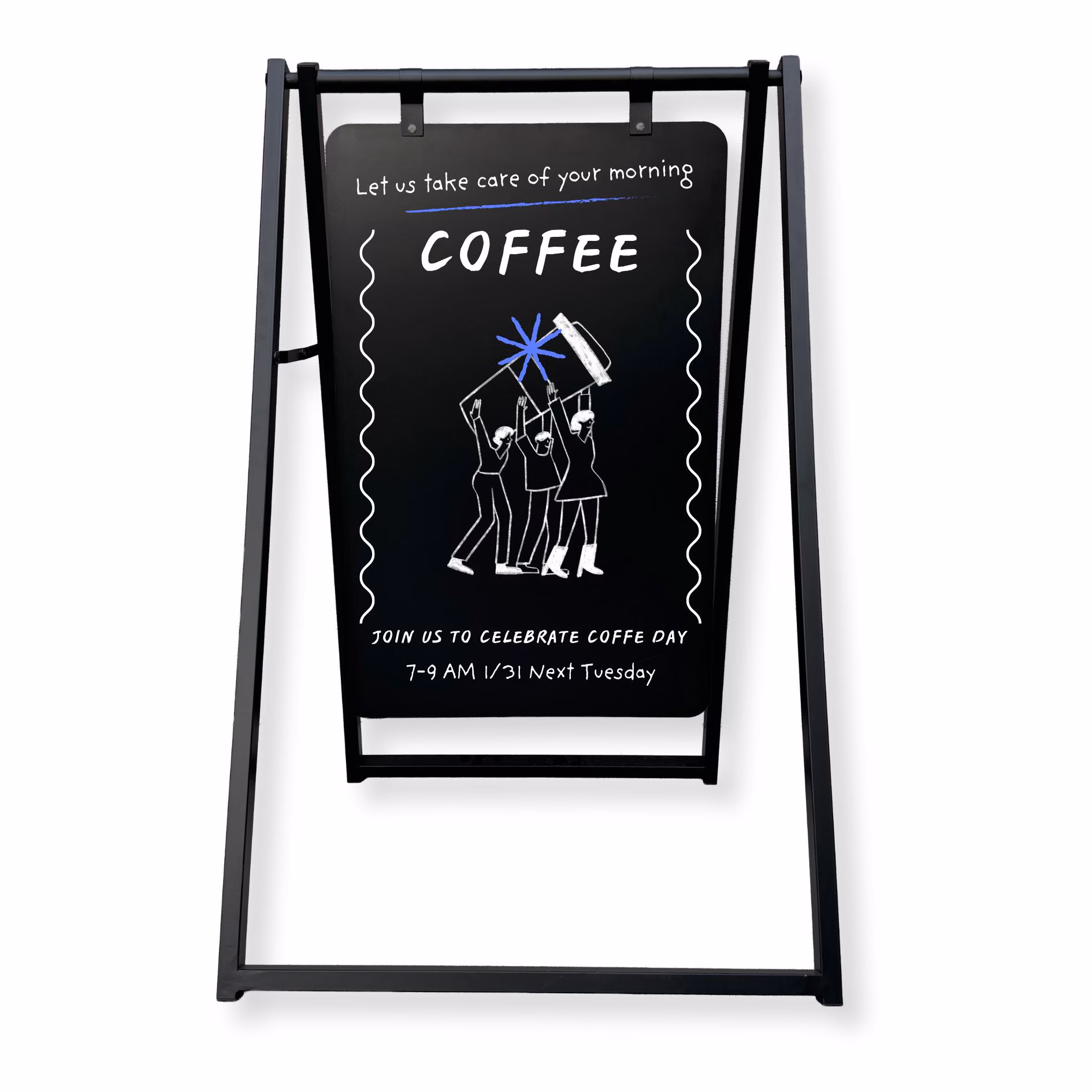 Magnetic Metal Chalkboard A-Frame Sign: 24x38 Minimalist Sidewalk Display