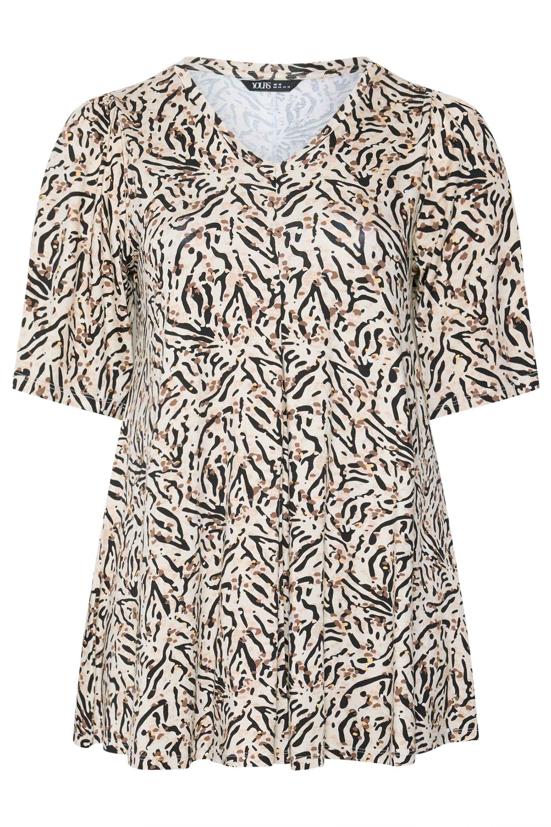 Yours Animal Print Pleat Front Top