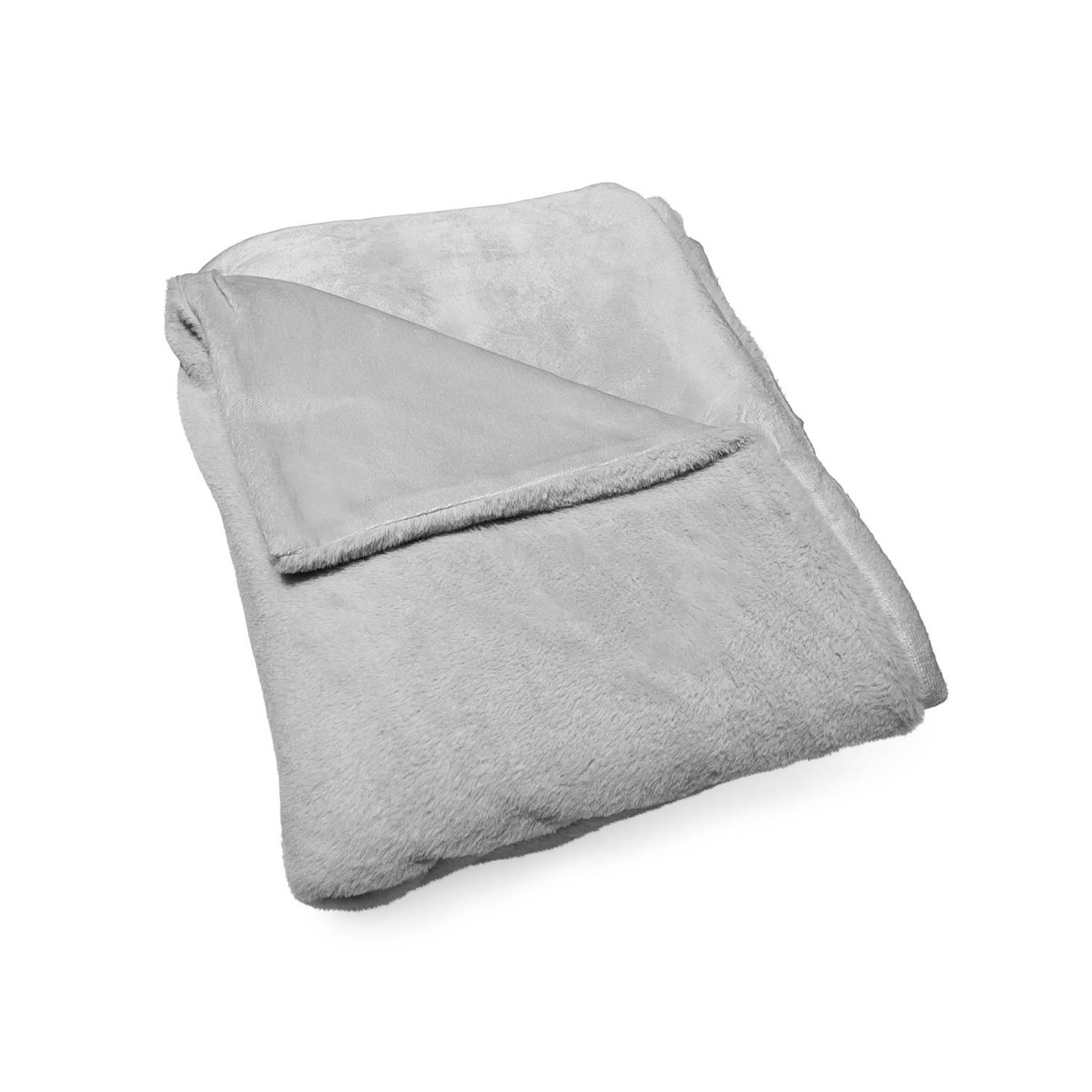 LAPONIE - Plaid fausse fourrure gris clair 160 x 230cm