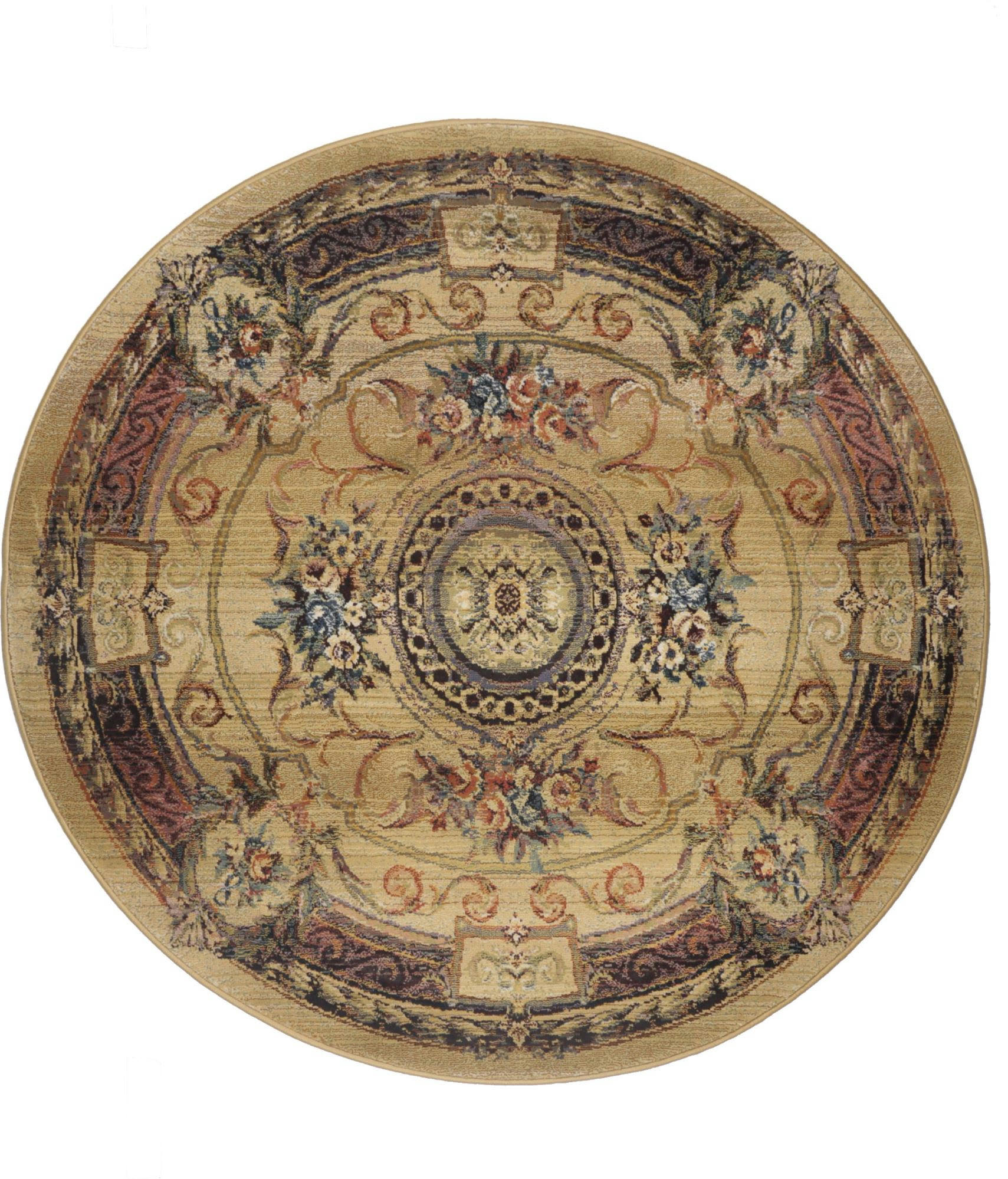 GABIRO - Tapis d'orient aubusson tissé machine - Beige D240 cm
