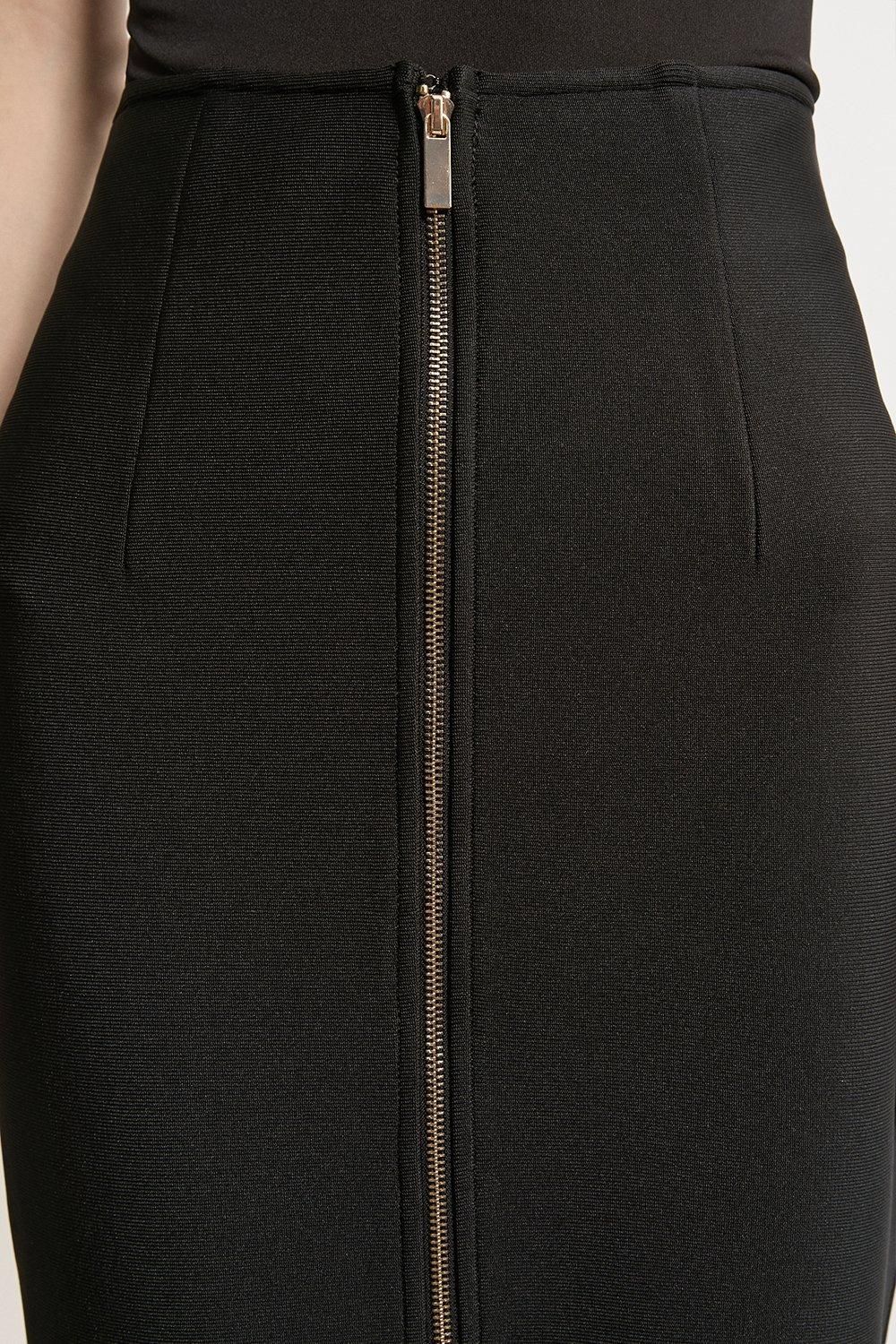 KarenMillen Figure Form Bandage Knit High Waisted Zip Detail Maxi Skirt