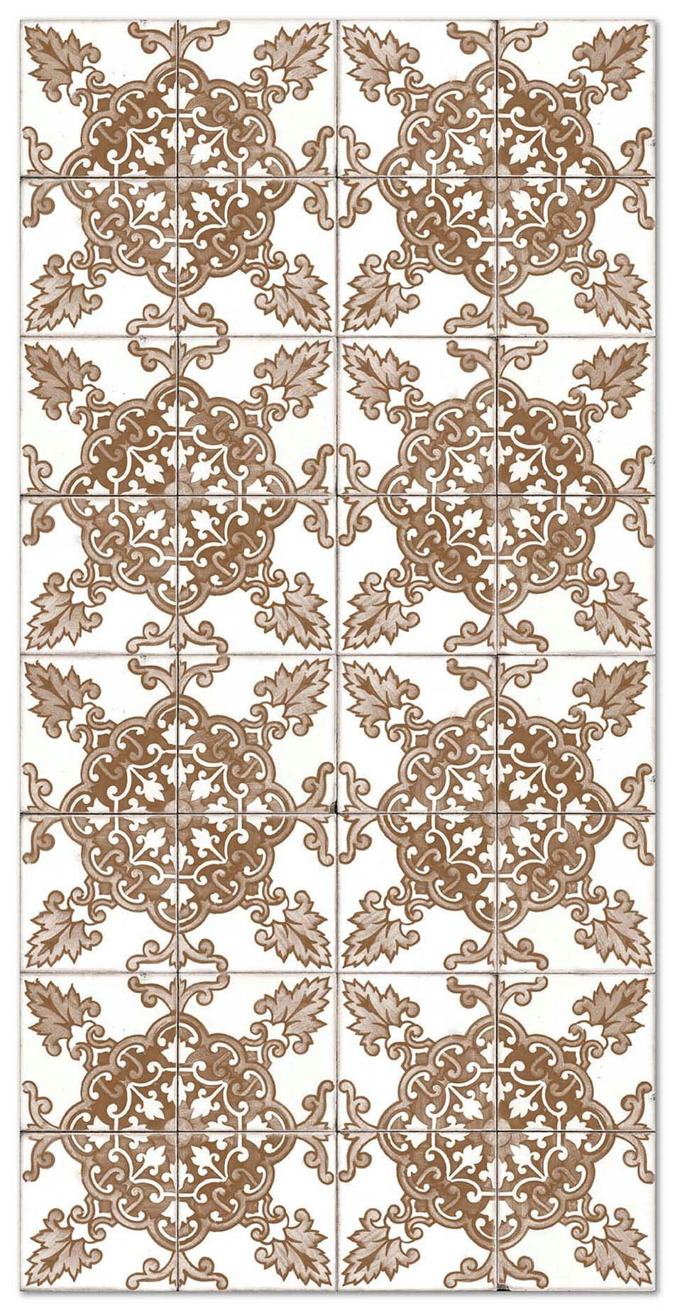 ALFOMBRAS AZULEJOS - Tapis vinyle carreaux ciments cordoue brun 60x200cm