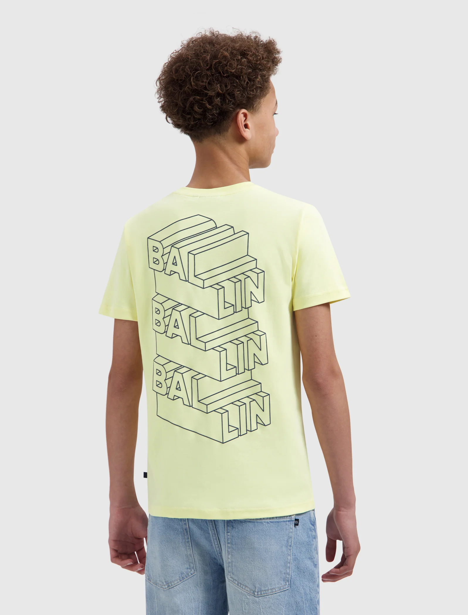 Junior Stacked Logo Sketch T-shirt | Yellow