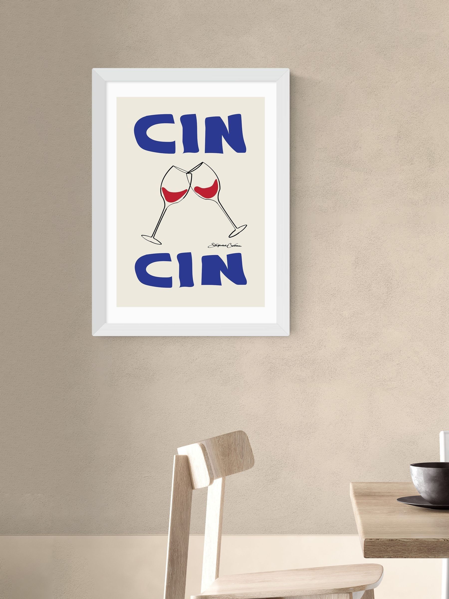 East End Prints White Cin Cin Wall Art Print by Stephie Cardona