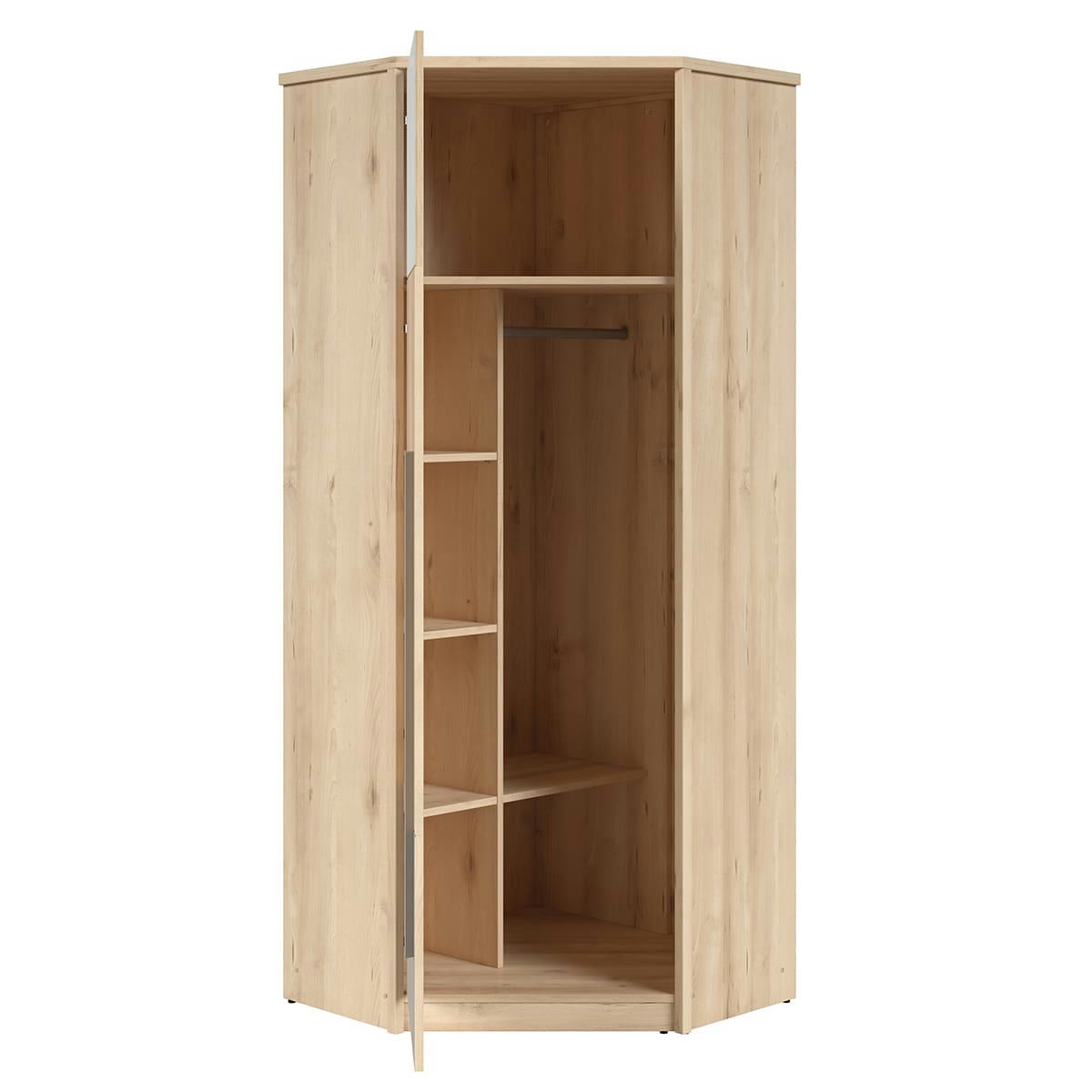 - Armoire d'angle 1 porte naturel gris et blanc