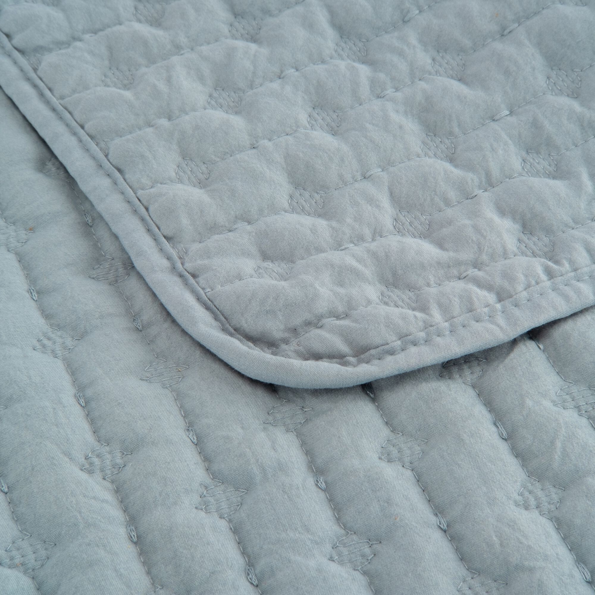 BENITO - Couvre-lit en tissu surpiqué 230x250cm - bleu calaluna