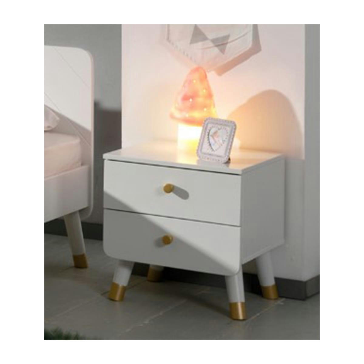 BILLY - Table de chevet 2 tiroirs blanc