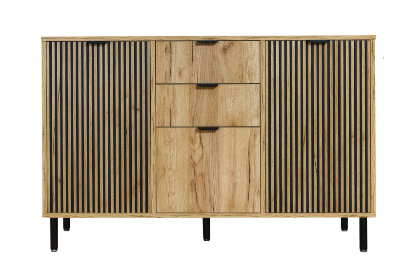 Komoda do sypialni 3D2S Dąb Craft Złoty130 cm stylowa komfortowa