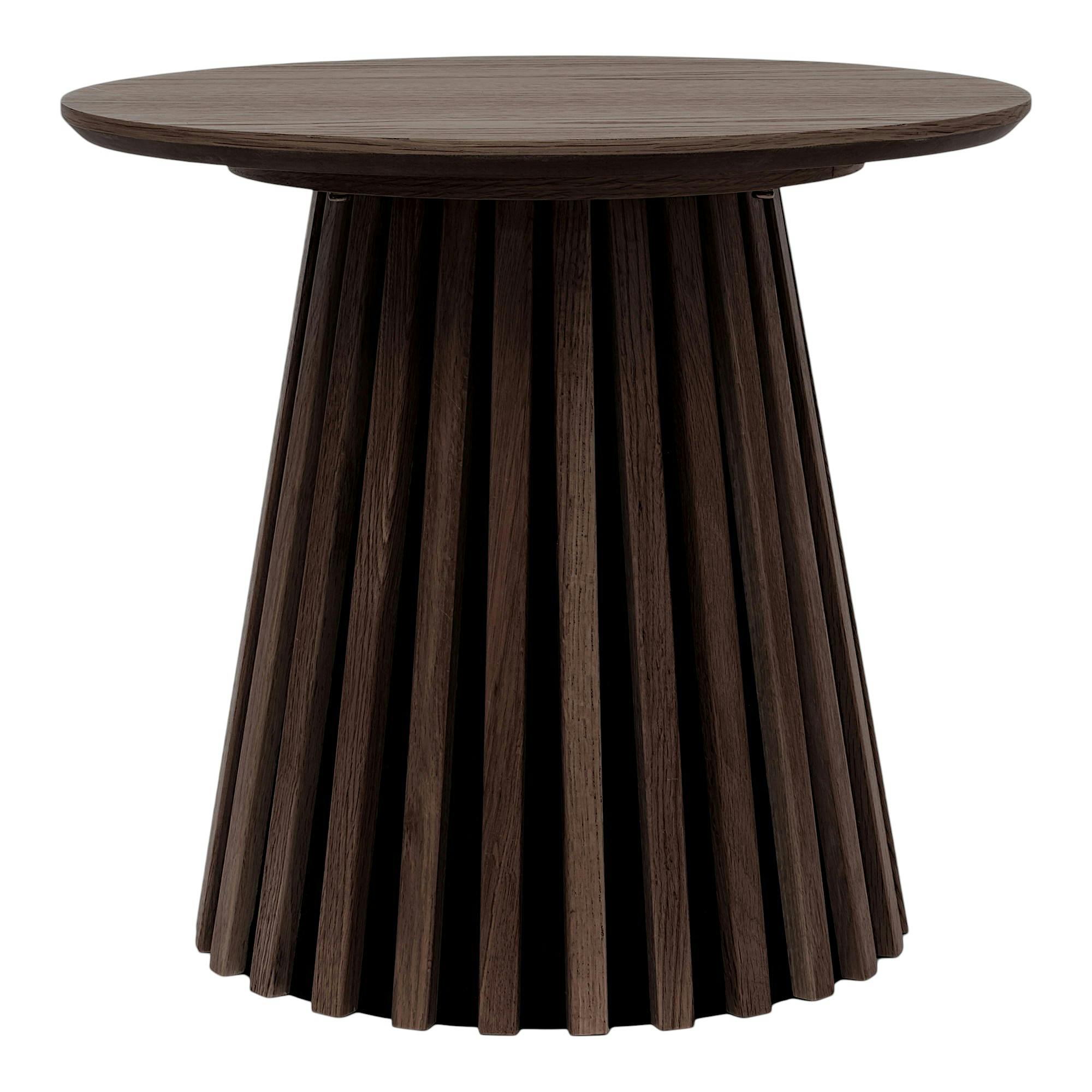 Table d’appoint ronde placage bois foncé pied rainuré AMSTERDAM