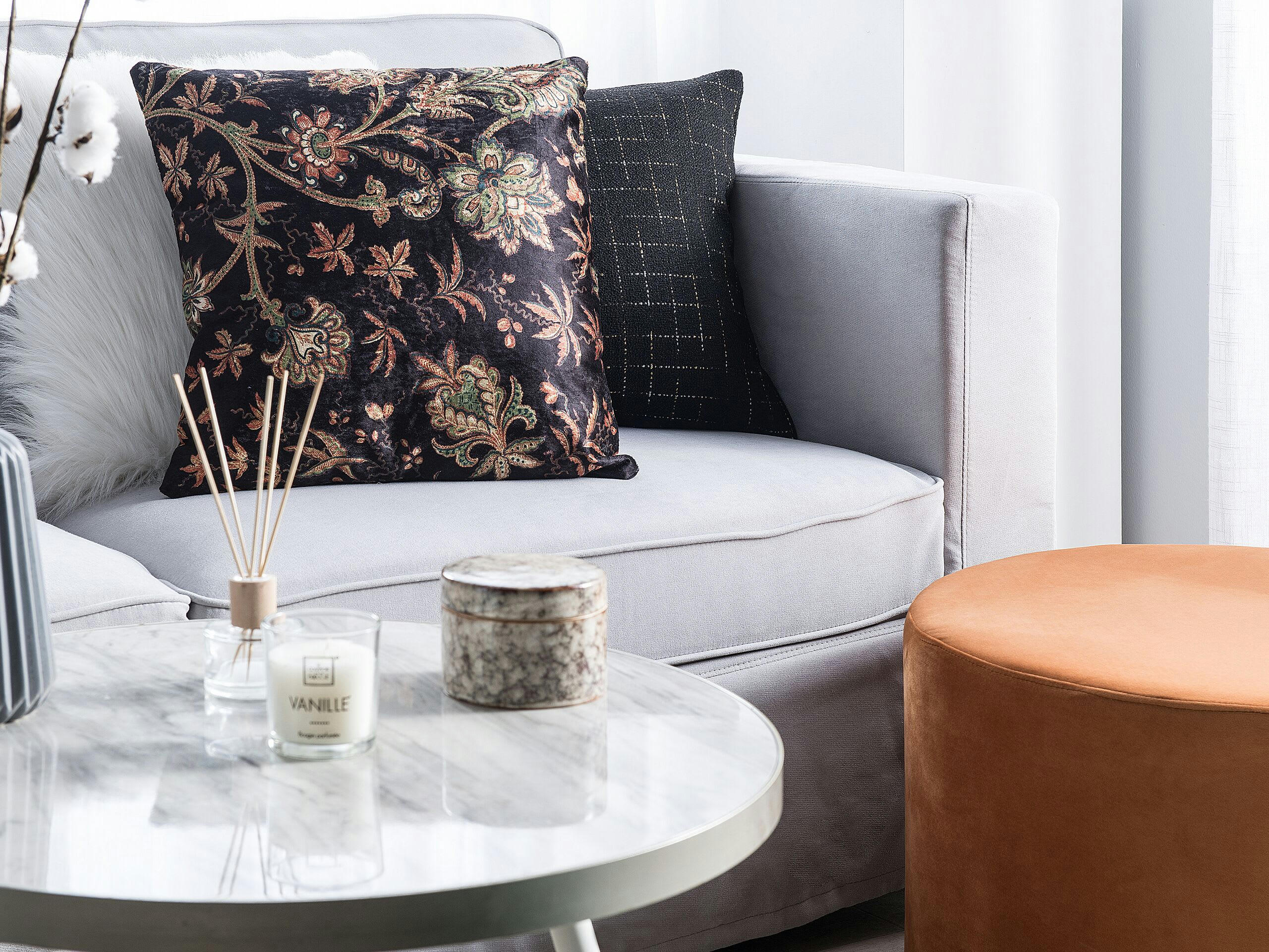 KARUR - Lot de 2 coussin décoratifs en tissu noir 45x10cm