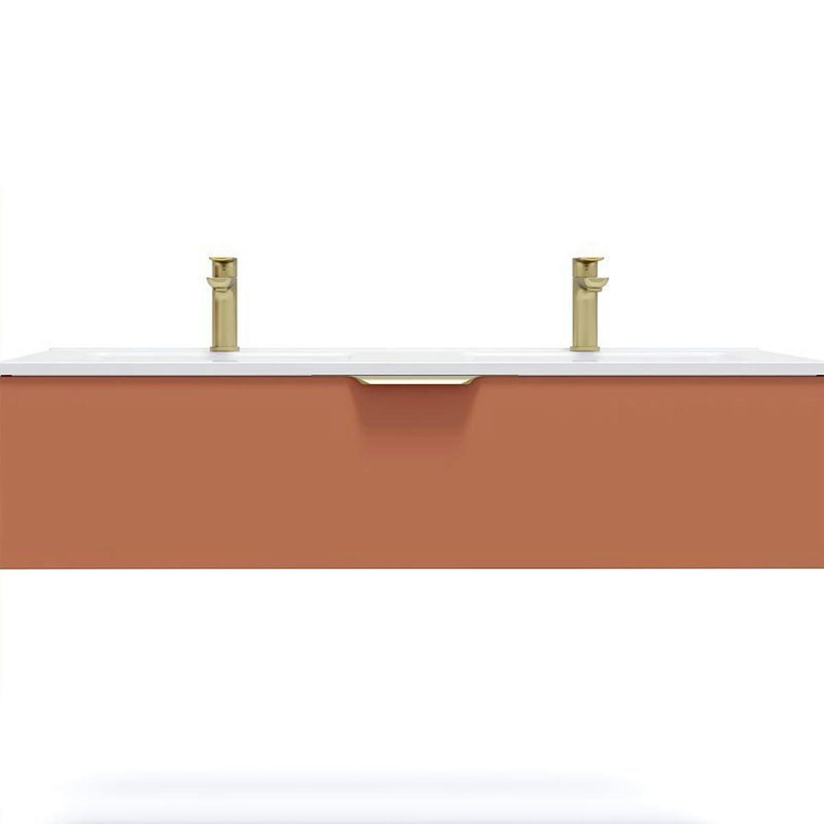 VENICE - Meuble salle de bain double vasque 120cm 1 tiroir Terracotta