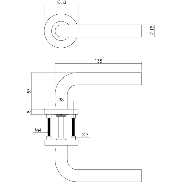 Türdrücker, D.53x8mm PZ-Rosetten