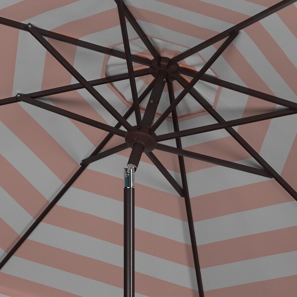 SAFAVIEH Maui Single Scallop Striped 9 Ft Crank Umbrella