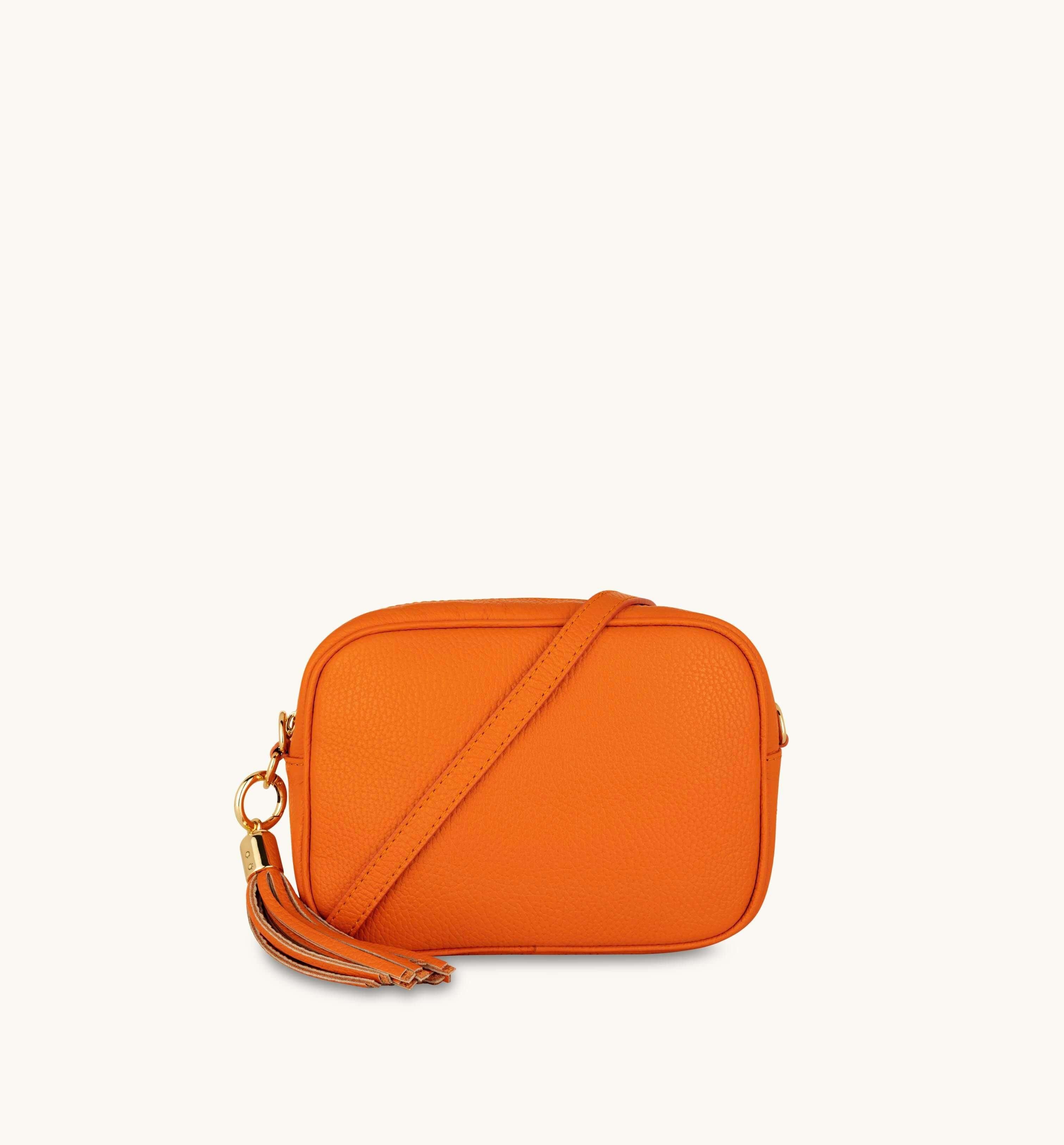 Apatchy London Orange Leather Crossbody Bag With Orange Boho Strap