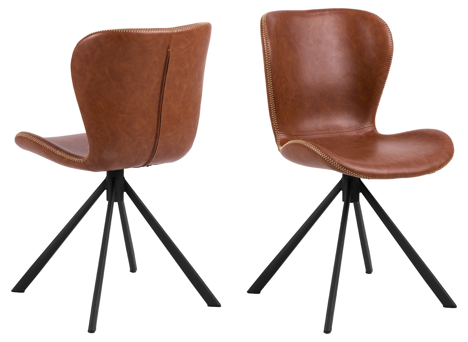 Rebellenclub Eetkamerstoel Pescara - Bruin Letherlook met Mat Zwart Frame