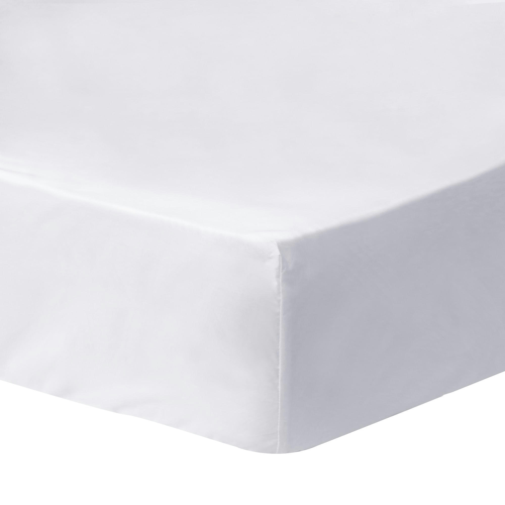 COMPLICITÉ - Drap housse en percale de coton 90x190/200cm - Bonnet 30cm Blanc