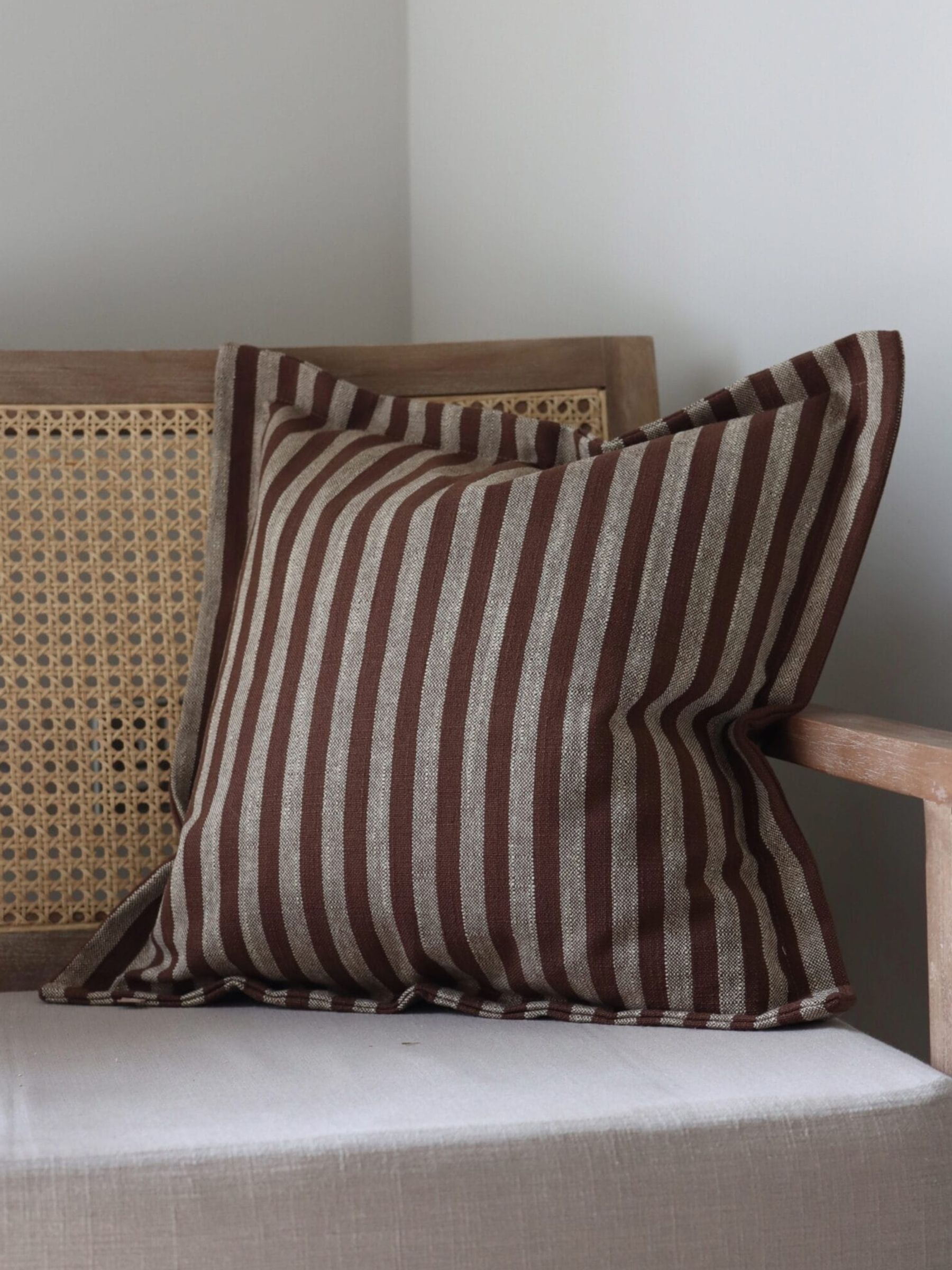 Ellenvale Interiors Brown Vienna Stripe Flanged Edge Cushion Cover 45x45