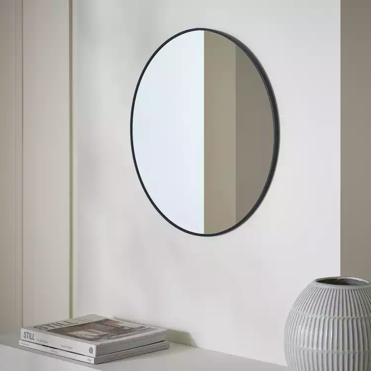 Habitat Black Round Wall Mirror - 50x50cm