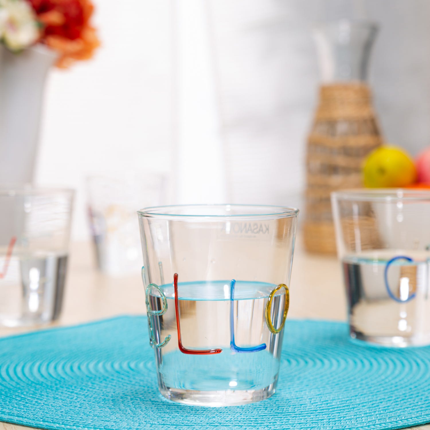 Bicchiere scritta Hello in vetro borosilicato, da 380 ml