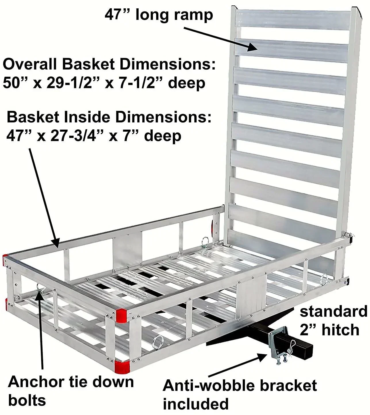 80779 Aluminum Hitch Mount Cargo Carrier with 47测 Long Ramp, 1 Pack