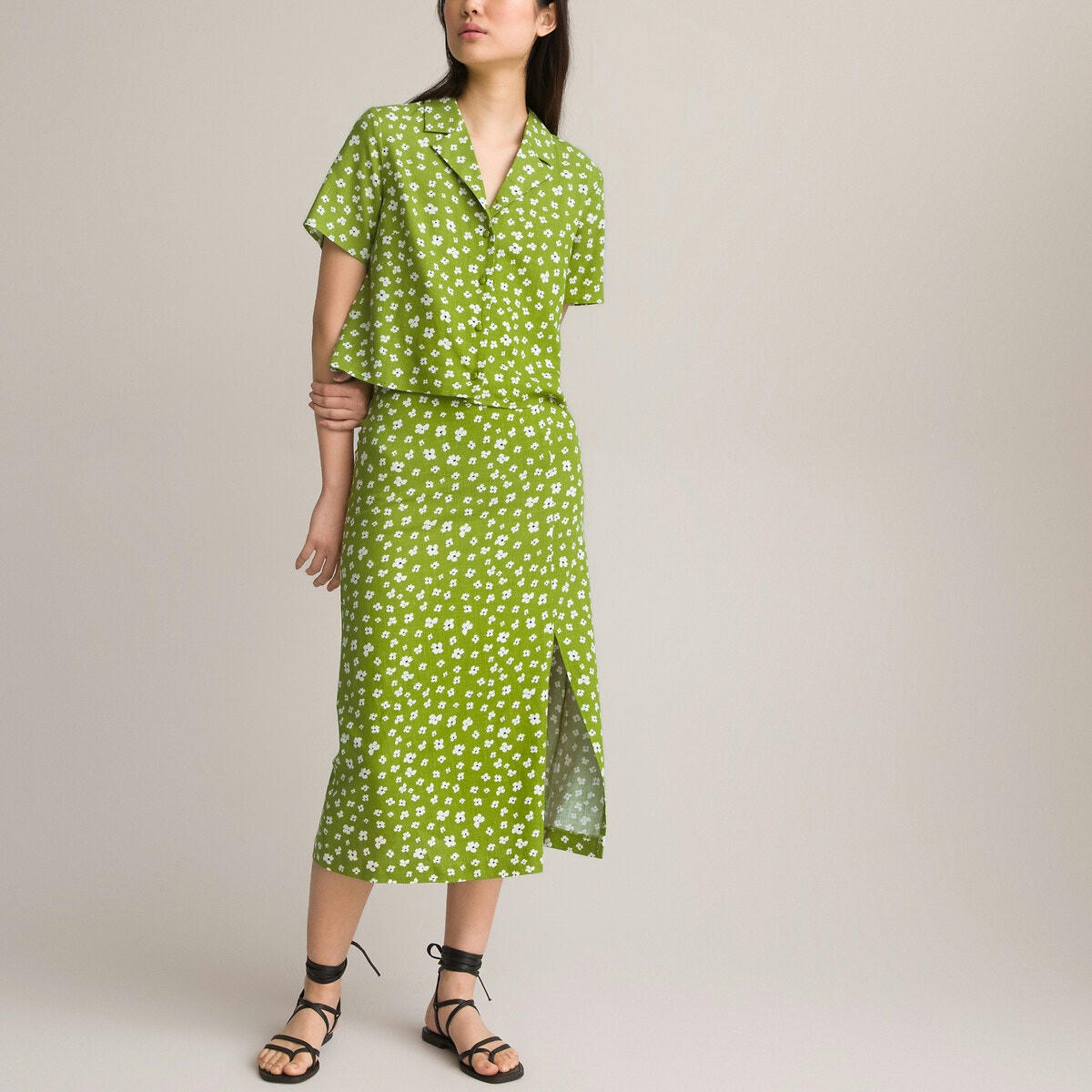 Chemise imprimé floral, manches courtes