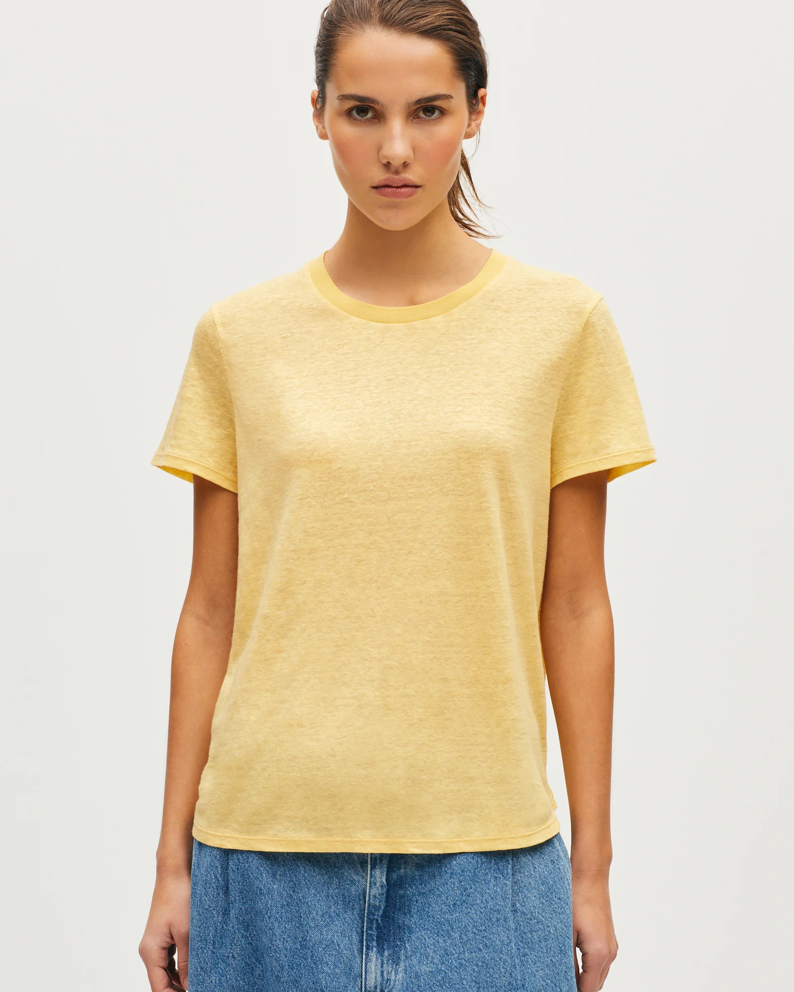 T-shirt col rond en lin