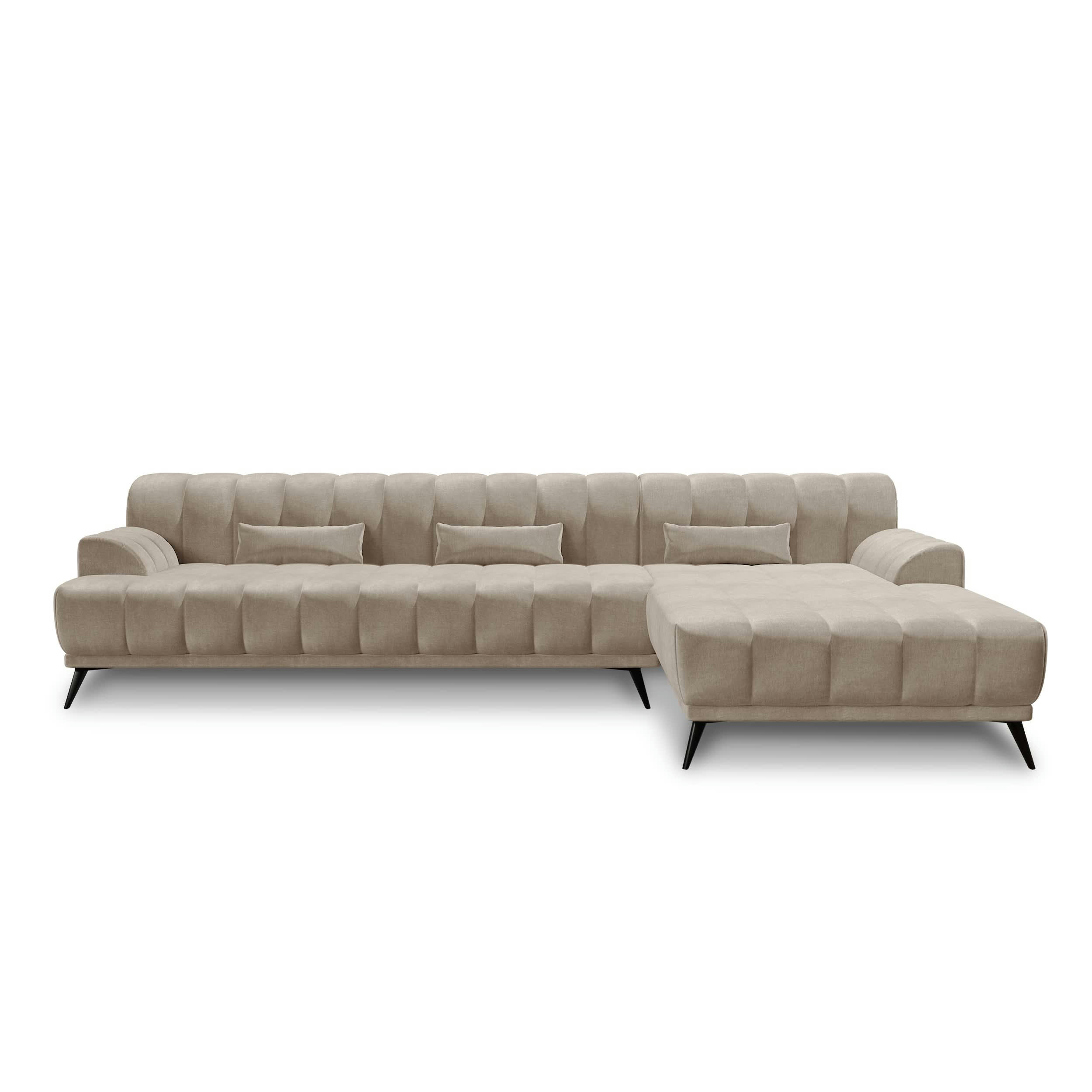 NOAH - Canapé d'angle droit  tissu velours taupe