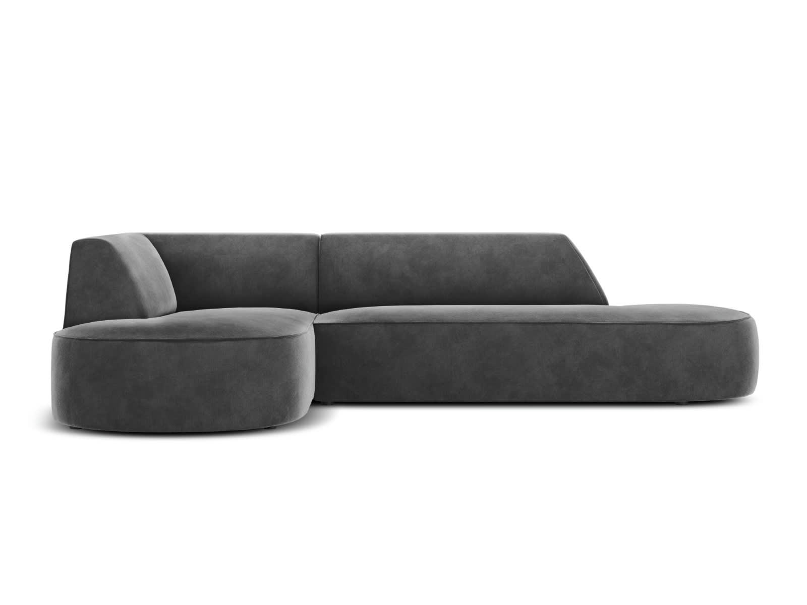 CHARLES - Canapé D'Angle Gauche 4 places en Velours Gris Foncé