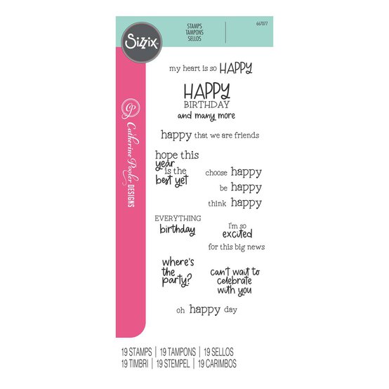Sizzix Happy Everything Stamp Set 19 Pieces