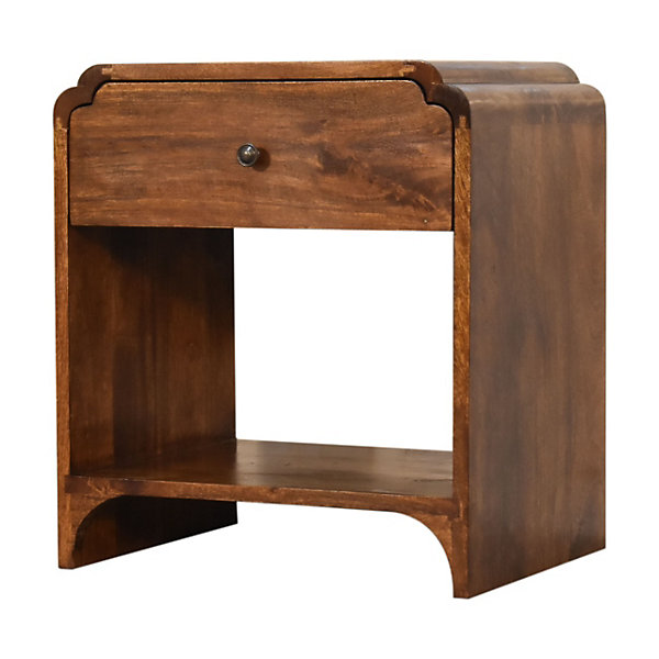 Artisan Furniture Bois massif Newton table de chevet, 1 tiroir et ouvert étagère, marron foncé