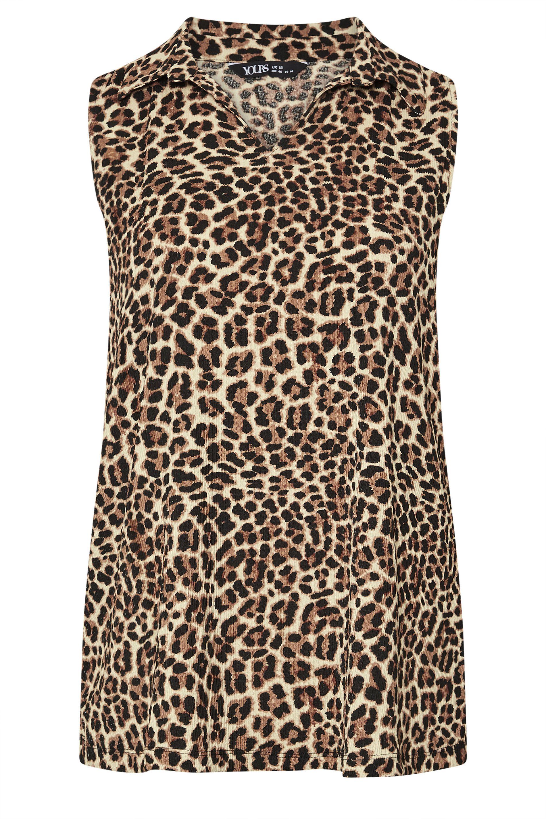 Yours Leopard Print Collared Vest Top
