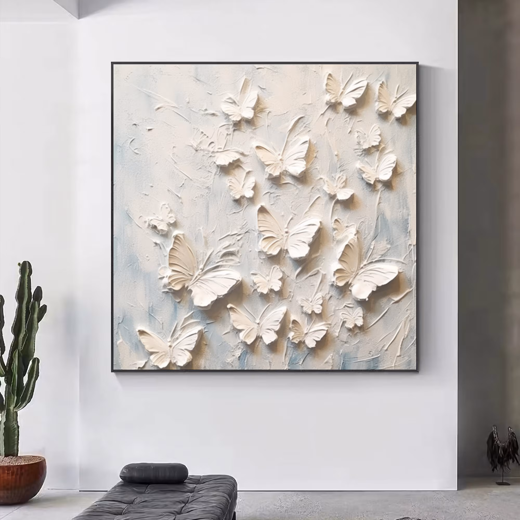 Personalized 3D Texture Butterfly Painting: Abstract Minimalist Art