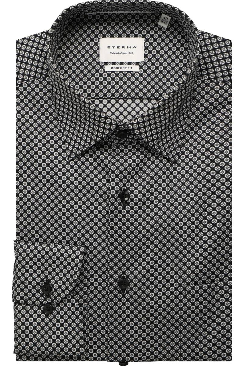 ETERNA Comfort Fit Dynamic Cotton Hemd anthrazit, Bedruckt