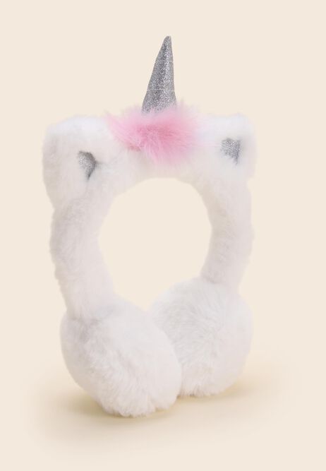 Younger Girls White Unicorn Adjustable Earmuffs