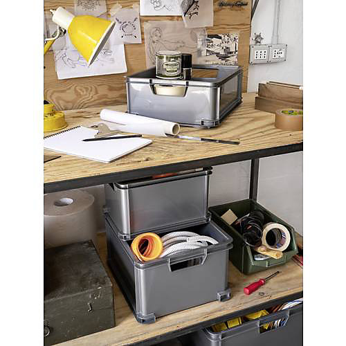 Curver Unibox Classic L 156011 boîte de rangement empilable argent 30 L, 430 x 350 x 235 mm