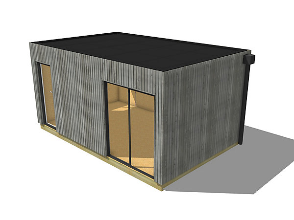 Bureau de jardin 4 saisons en bois 5,5 x 3,5 x 2,7 m / isolation RE2020 avec plancher isolé