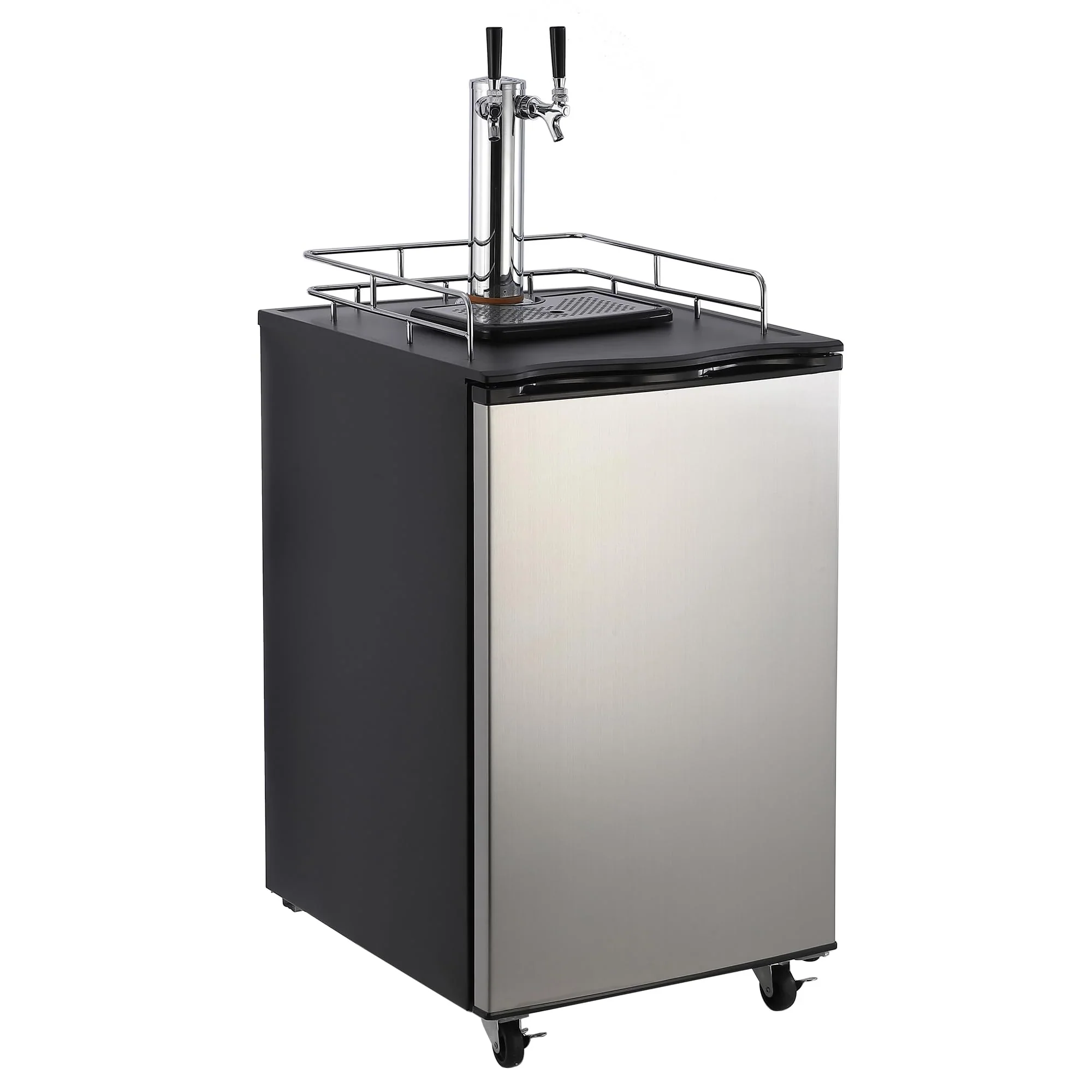 Beer Kegerator, Dual Tap Draft Beer Dispenser, Full Size Stainless Steel Keg Refrigerator With Drip Tray, CO2 Cylinder, 32��F- 50��F Temperature Control, 170L(170L)