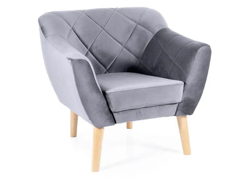Fotel do salonu KARO 1 Velvet szary buk