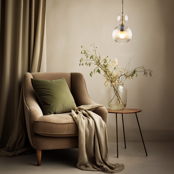 TK Lighting Sophia Cognac Lampa Wisząca ryflowane brązowe szkło 1Xe14
