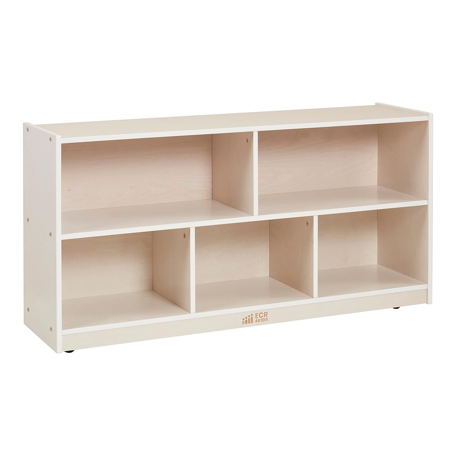 ECR4Kids 5-Compartment Mobile Storage Cabinet, Toddler, Classroom Furniture, White Wash