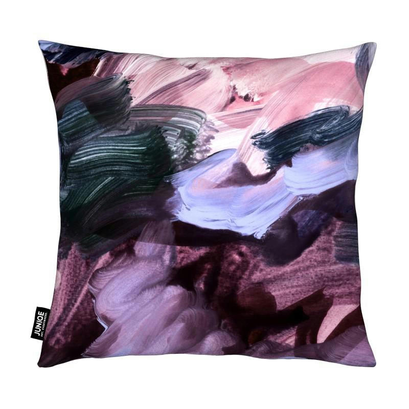 ABSTRACT PAINTING VII - Coussin en microfibre en bleu & rose 40x40