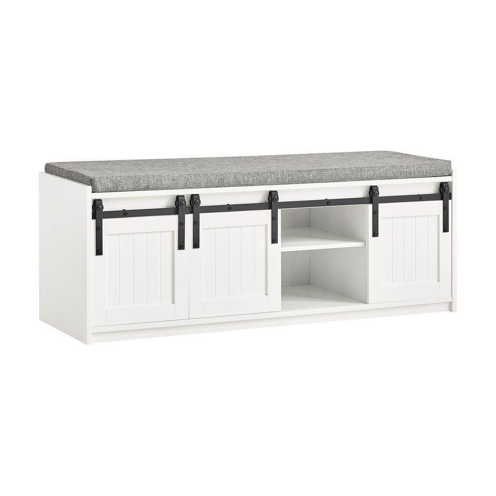 SoBuy Szafka na buty z trzema drzwiczkami Biały 120x35x45cm FSR133-W