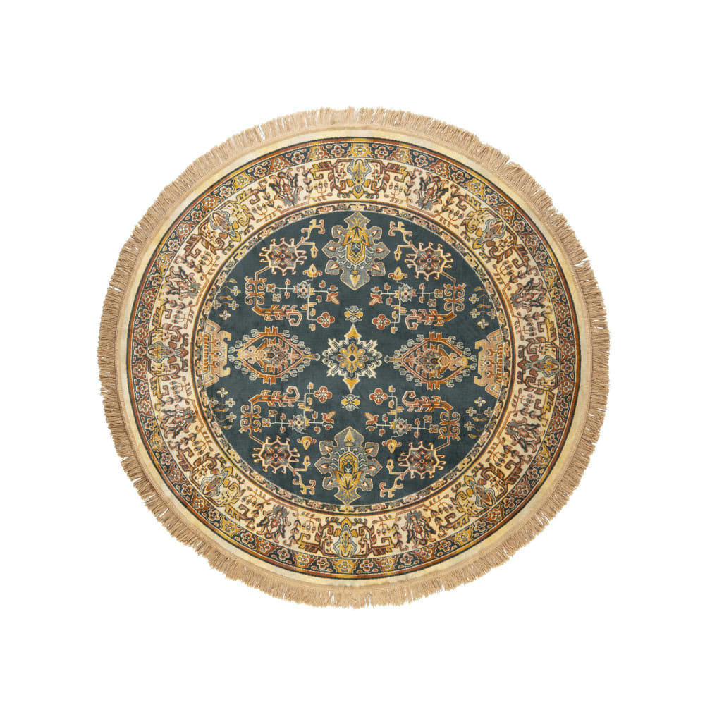 RAZ V - Tapis persan à franges beige D160 cm