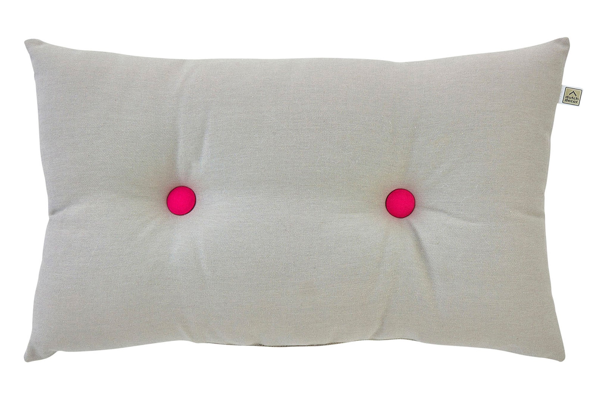 MYLOU - sierkussen 30x50 cm - 100% katoen - roze knopen - grijs