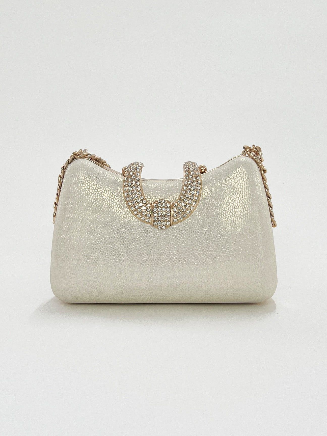 SVNX White Shimmer Grab Bag with Double Chain Strap