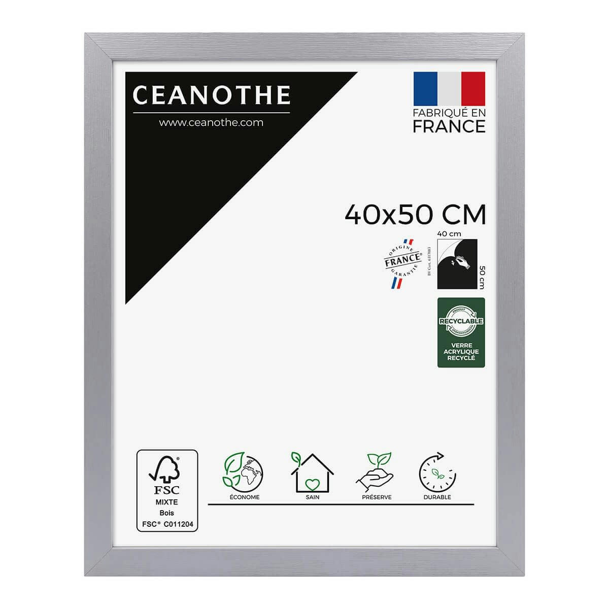 KARMA - Cadre photo gris 40x50 cm bois reconstitué fsc