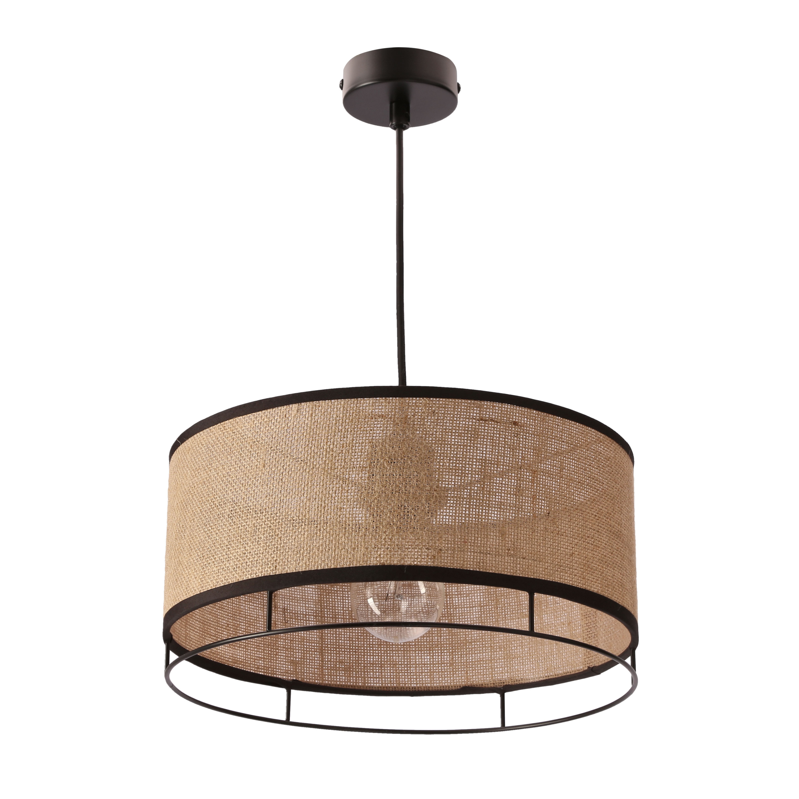 Lampa wisząca Ardi beżowy abażur czarno-beżowa 1xE27x40W IP20 Candellux
