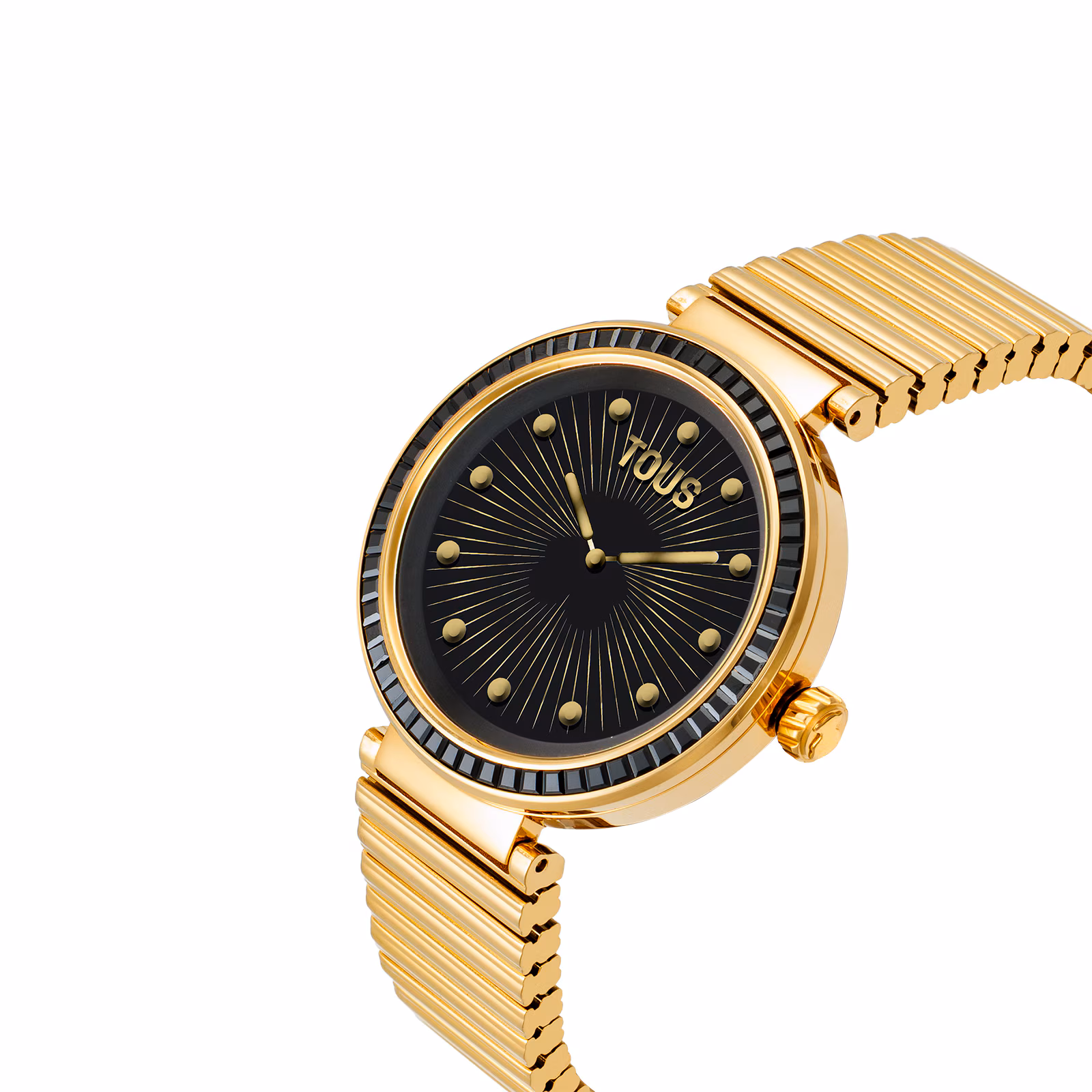 Reloj smartwatch con brazalete de acero dorado y zirconias negras S-CONNECT