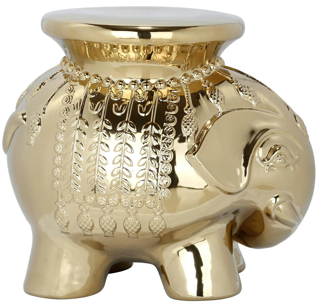 LULU - Tabouret de jardin Céramique en Or, 35 X 50 X 45 cm