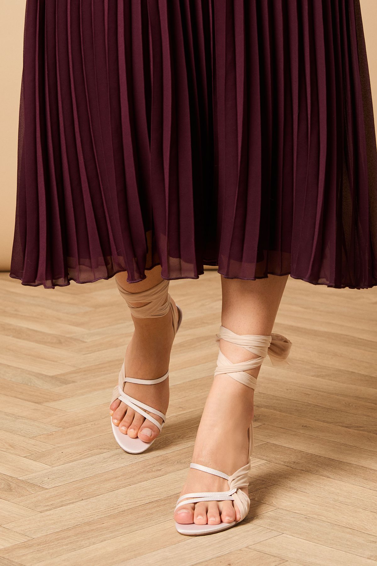 Oasis Veronelle Chiffon Ankle Tie High Stiletto Heel Sandals